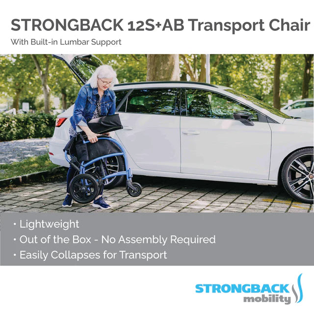 STRONGBACK Excursion Small: 12S+AB Transport Wheelchair