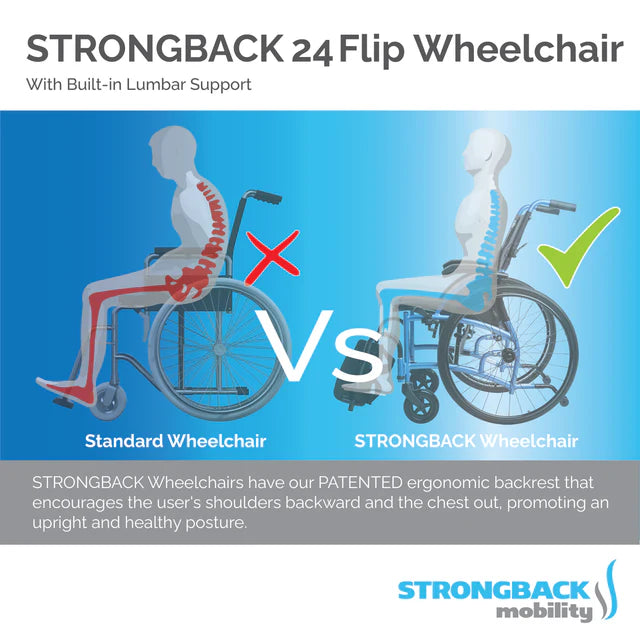 STRONGBACK Comfort : 24 Flip Wheelchair